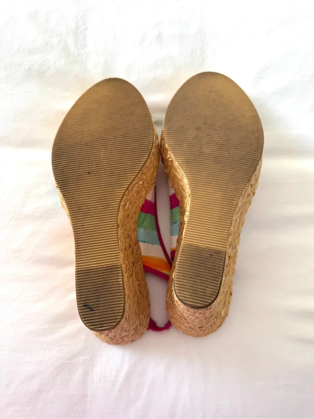 Coach Rare Watercolor Stripe Wedge Heels